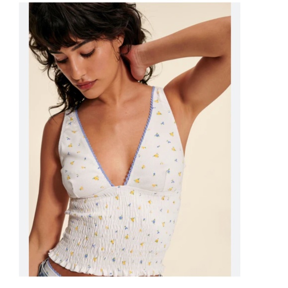 Rouje Tops - Rouje - Pearl Mini Fleurs Top - Ecru w/mini flowers - Size US 2 (FR 36)